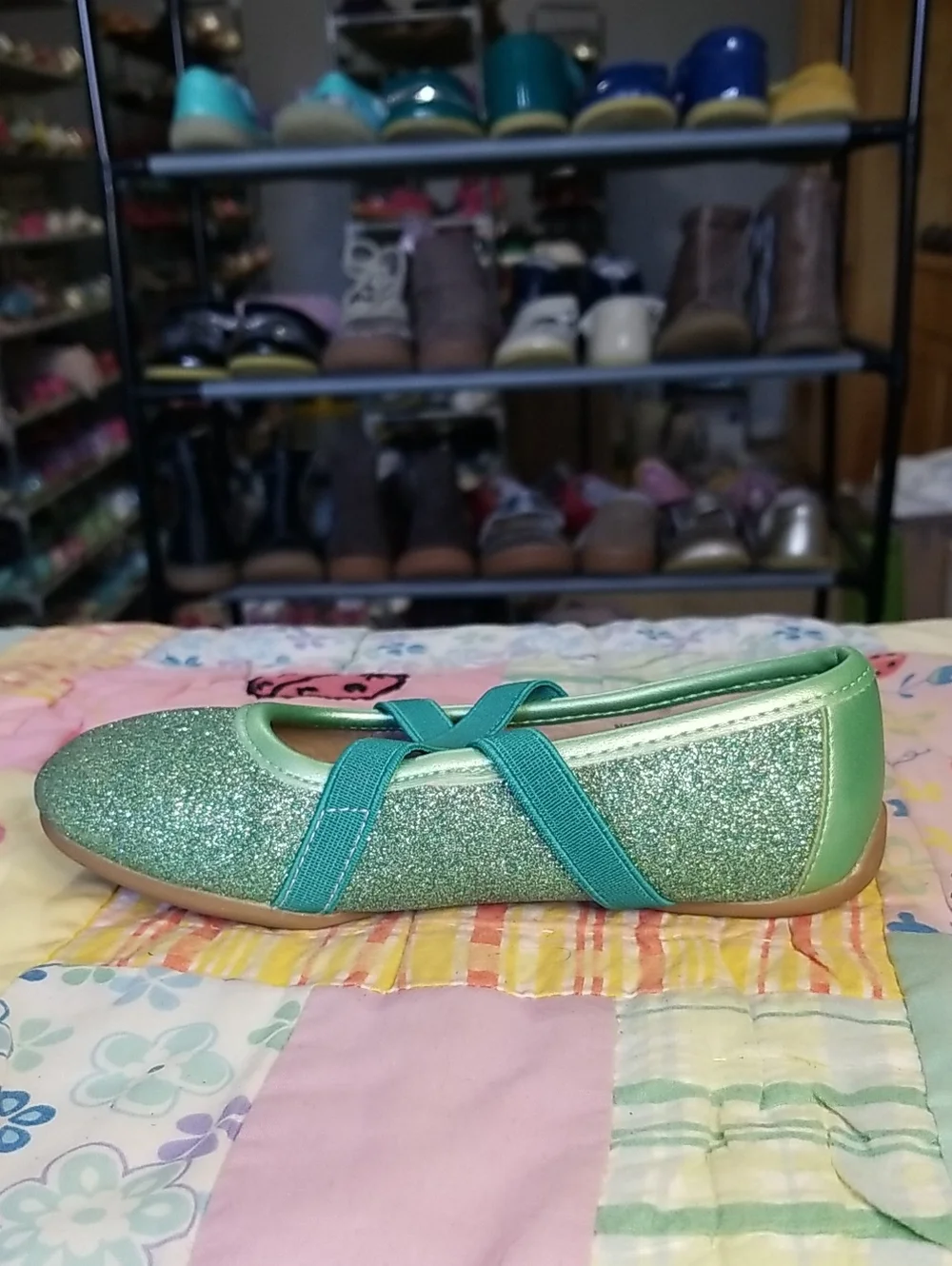 Livie & Luca Glitter Ballet Flats Size 11 Aurora in Ocean sparkle Shimmer